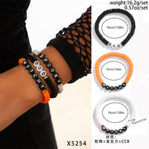 Halloween skull pumpkin bracelet set