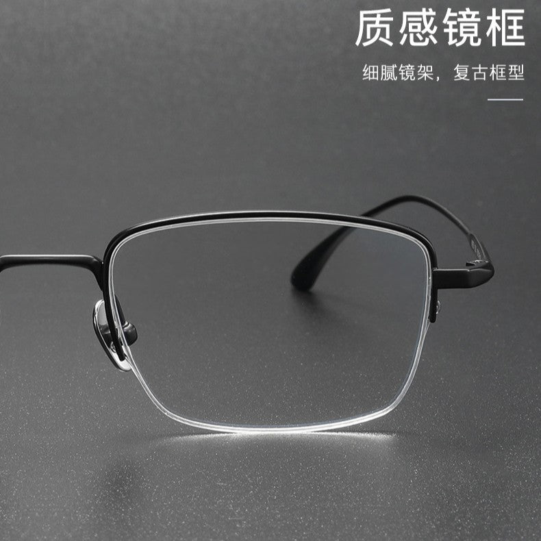 Retro half-rim pure titanium eyeglass frames