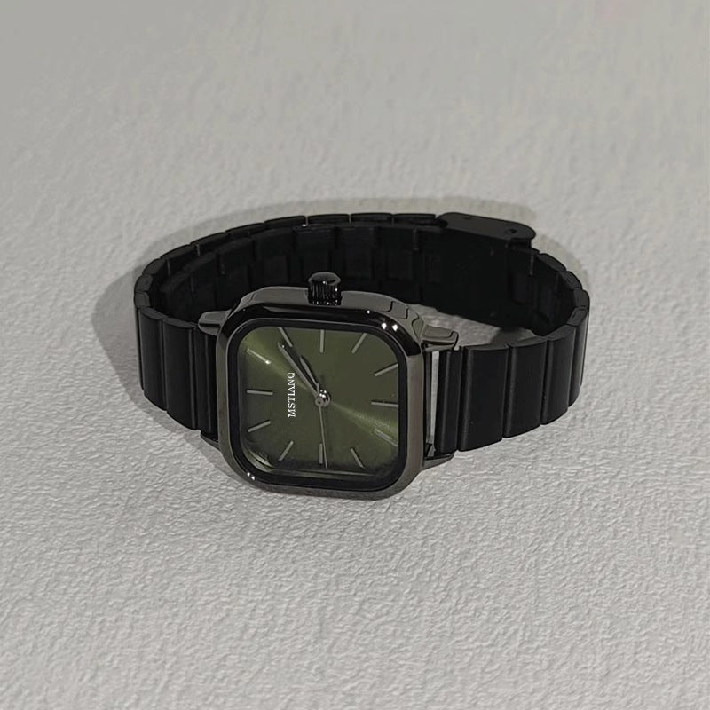 Bamboo-shaped strap artistic square dial women's watch