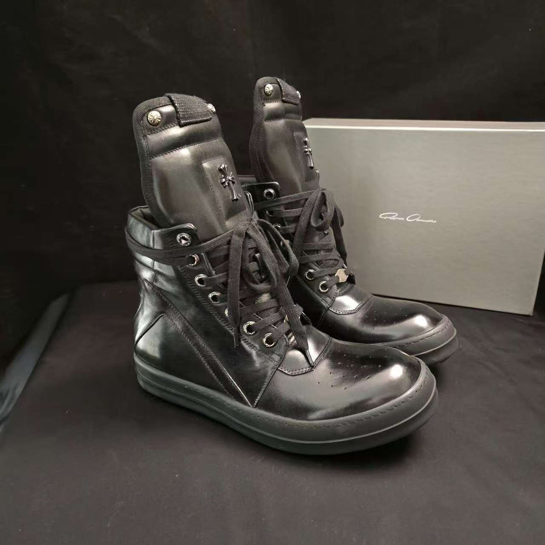 Chrome Hearts Style Mid-Top Sneakers with Platform Sole
