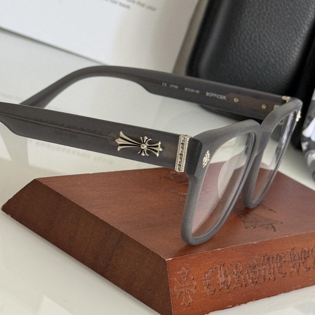 Chrome Hearts BOFFICER square frame glasses with cross pattern