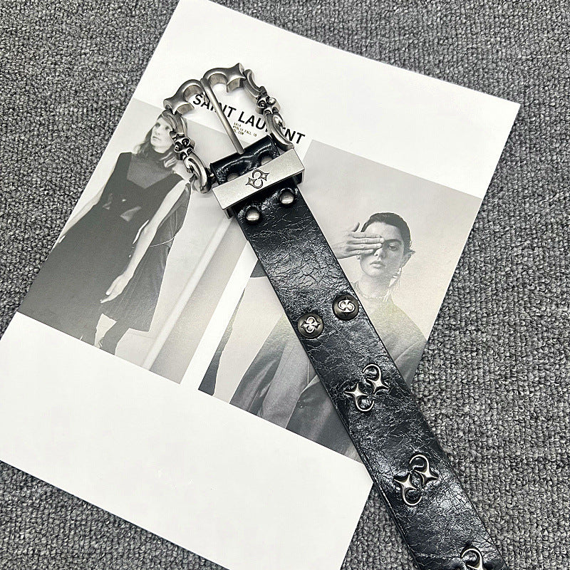 Trendy and stylish pin buckle studded belt