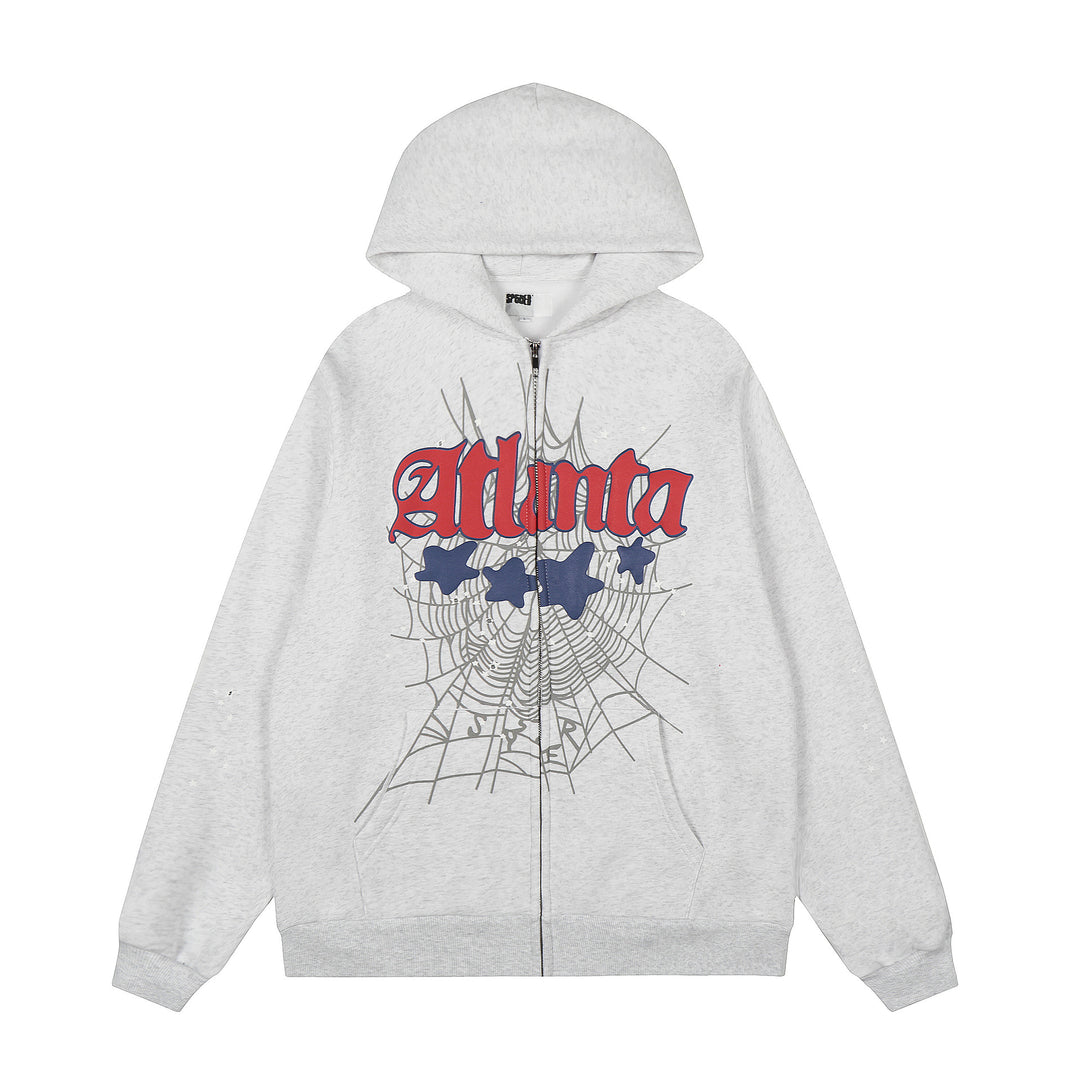 Sp5der 555555 star pattern hooded trousers and sweatshirt