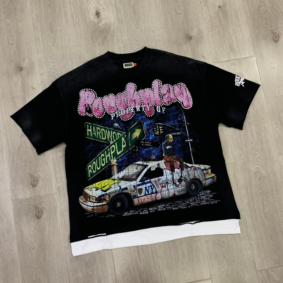 RoughPlay NYC Distressed, Ripped, and Sparkling Short-Sleeve T-Shirt