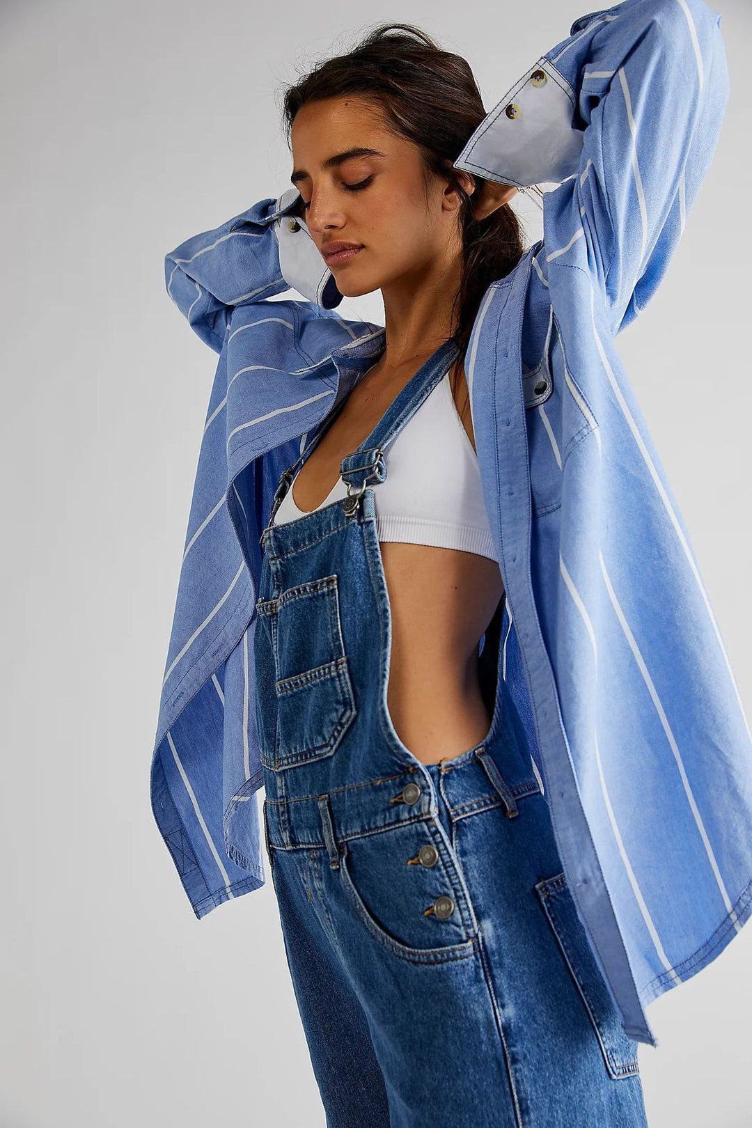 Washed Loose-Fit Denim Overalls
