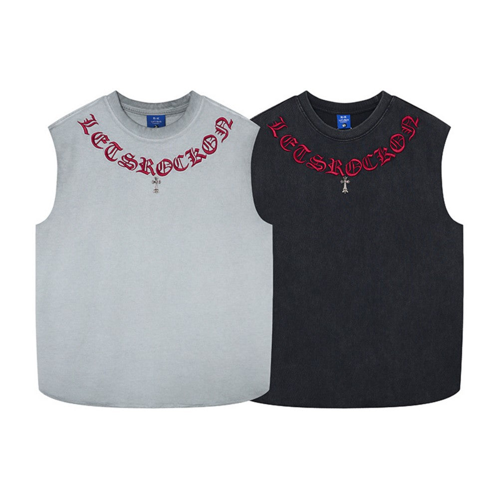 Chrome Hearts gothic letter embroidery and cross vest