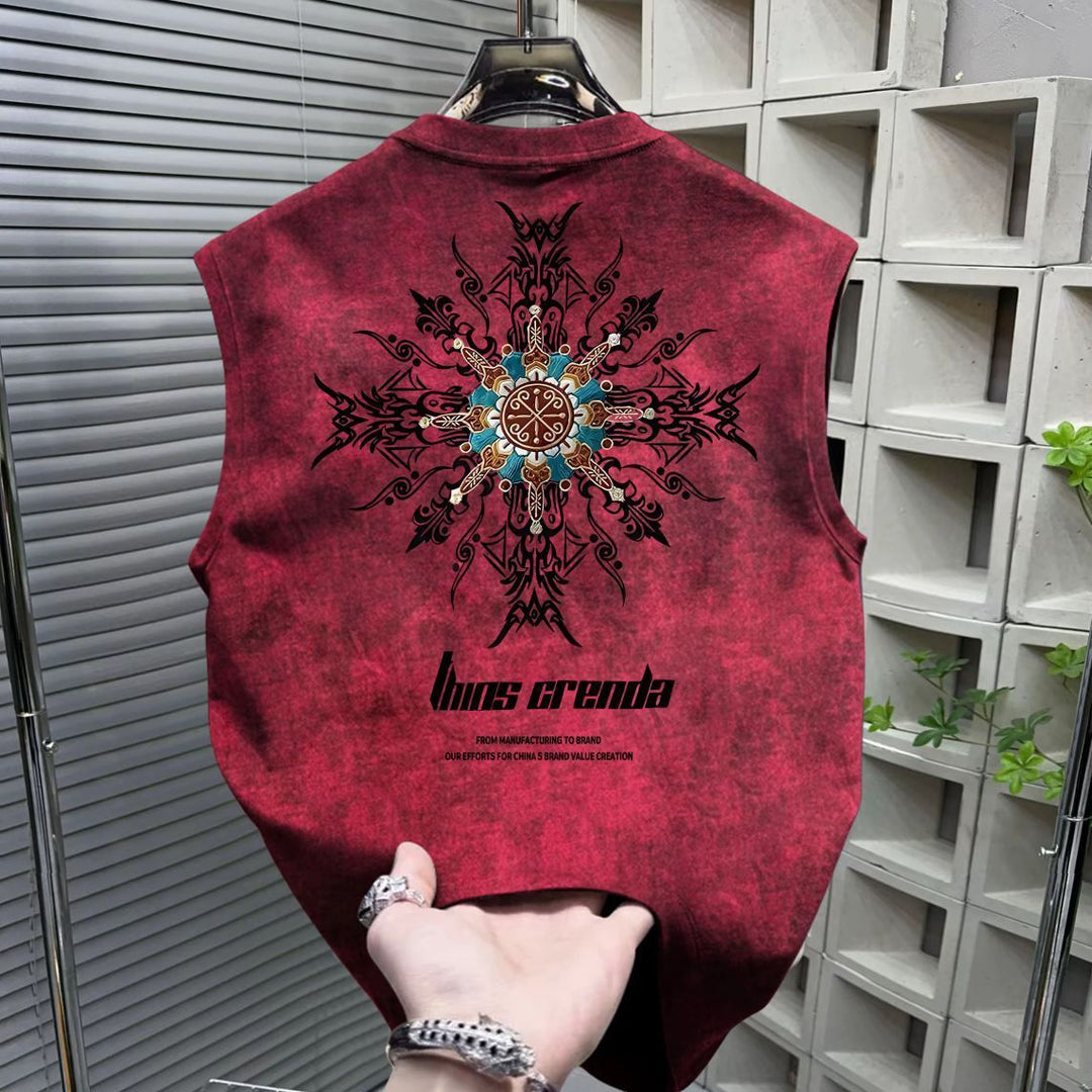 Tribal Mandala Graphic Print Loose Fit Streetwear Tank Top