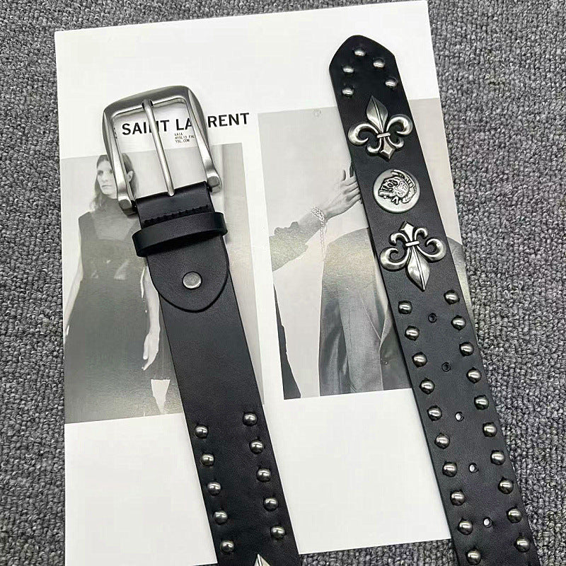 Chrome Hearts studded military floral pin buckle metal belt