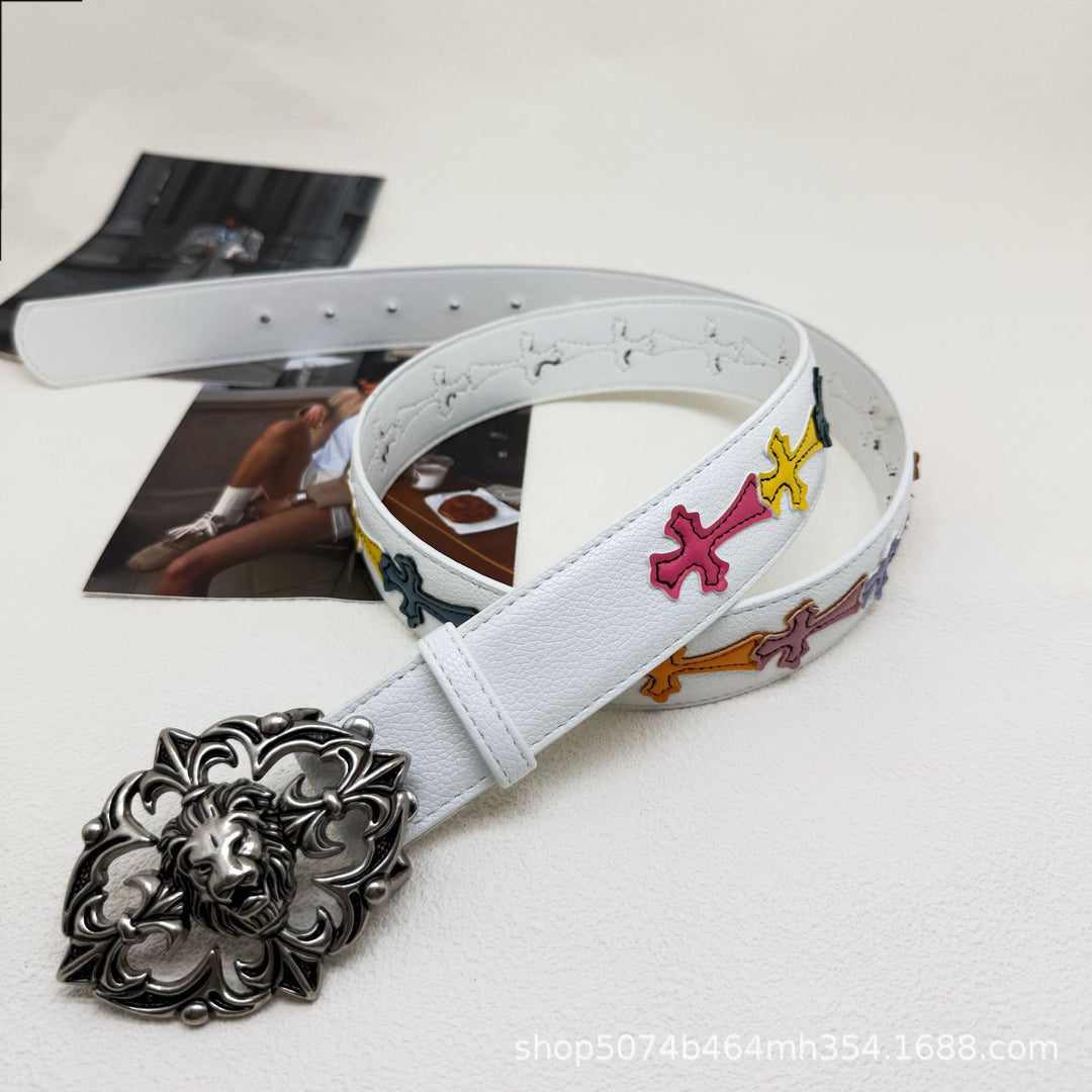 Chrome Hearts Cross-Motif Classic Leather Belt