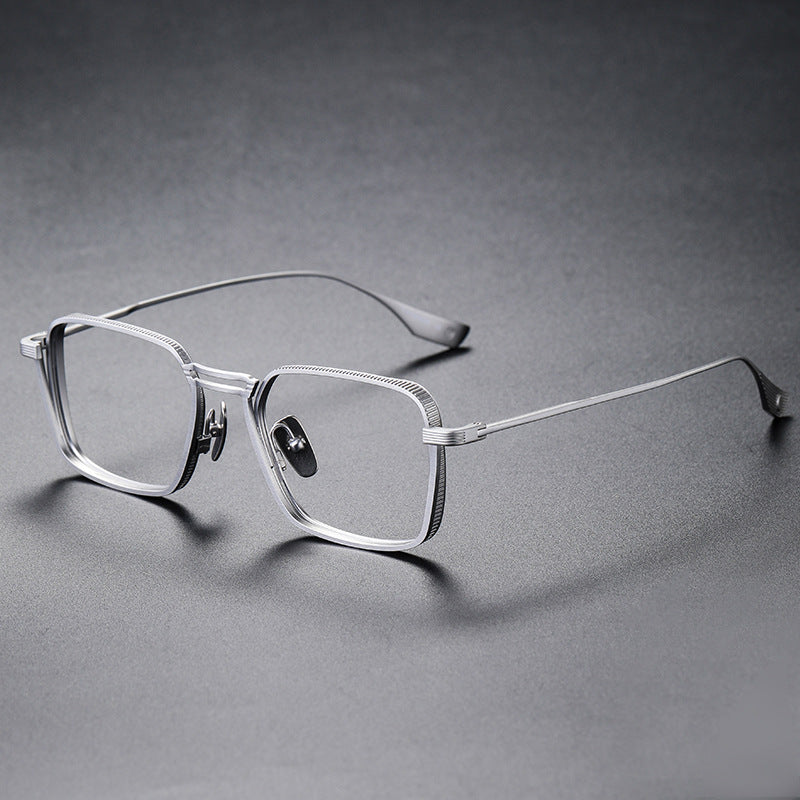 Matte Black Titanium Square Eyeglasses Frame