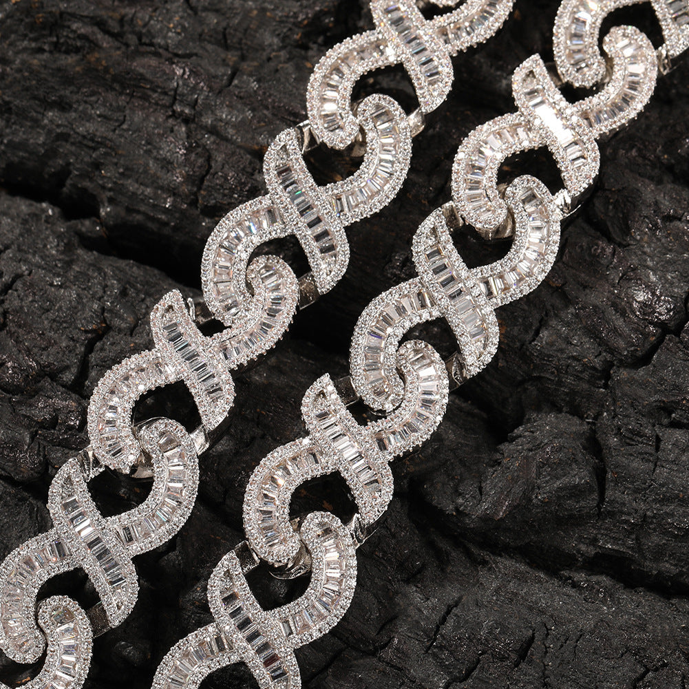 Geometric "T" & Infinity 15mm Diamond-Encrusted Cuban Chain