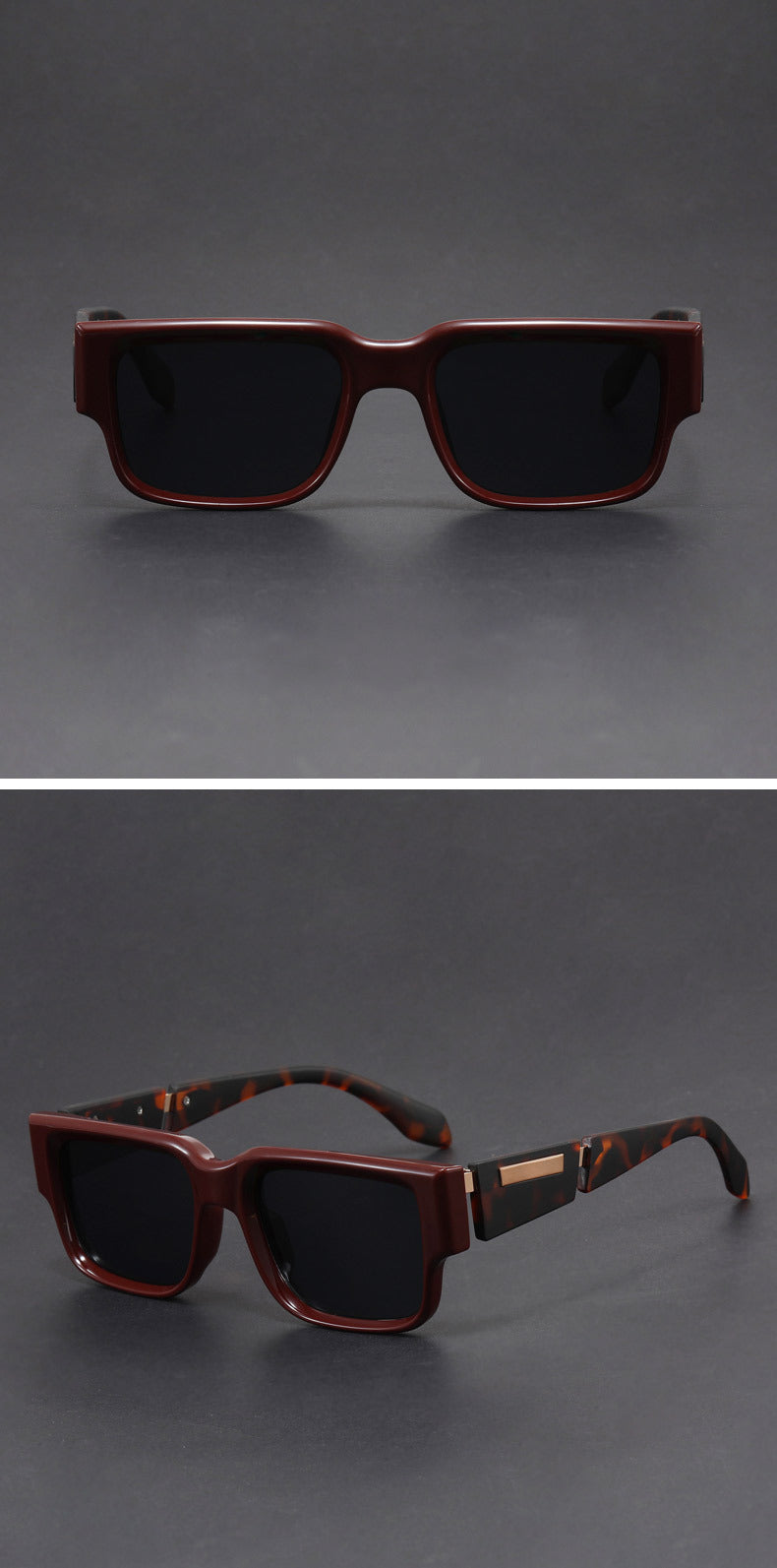 Rectangular narrow-frame niche unique thick-frame sunglasses