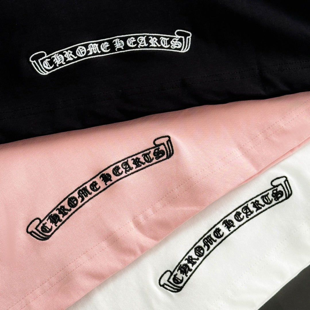 Chrome Hearts heavy-duty cross-stitch embroidery T-shirt