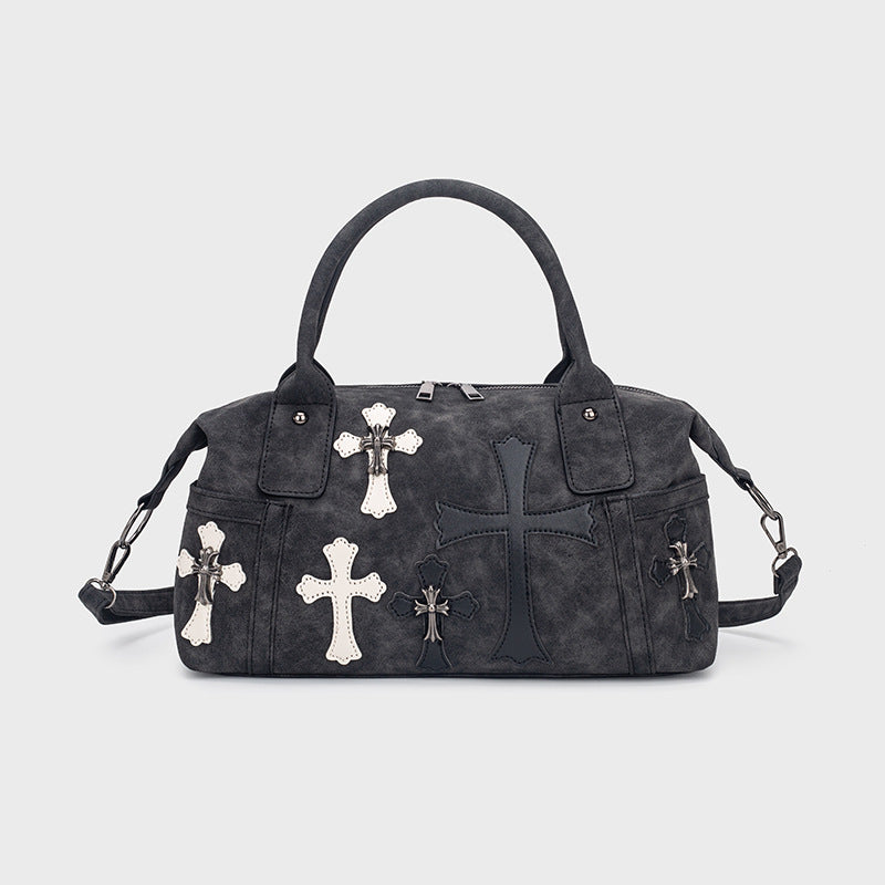 Chrome Hearts Black and White Patchwork Travel Bag