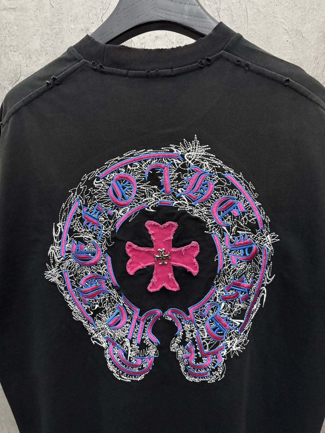 Chrome Hearts Washed Appliqué Embroidered Short-Sleeve T-Shirt