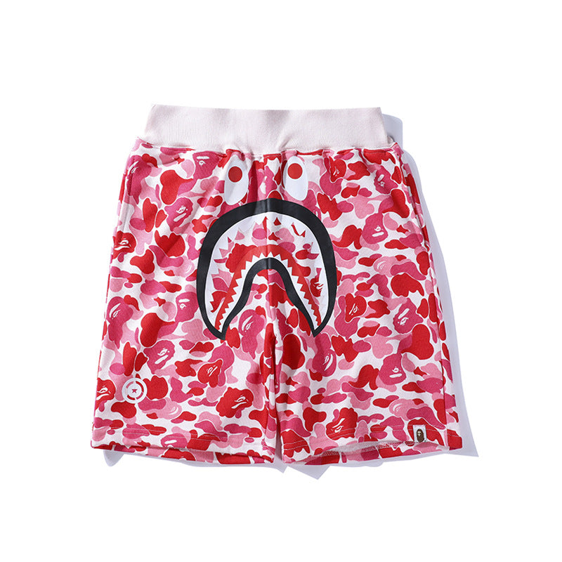 BAPE camouflage letter shark shorts five-point casual pants