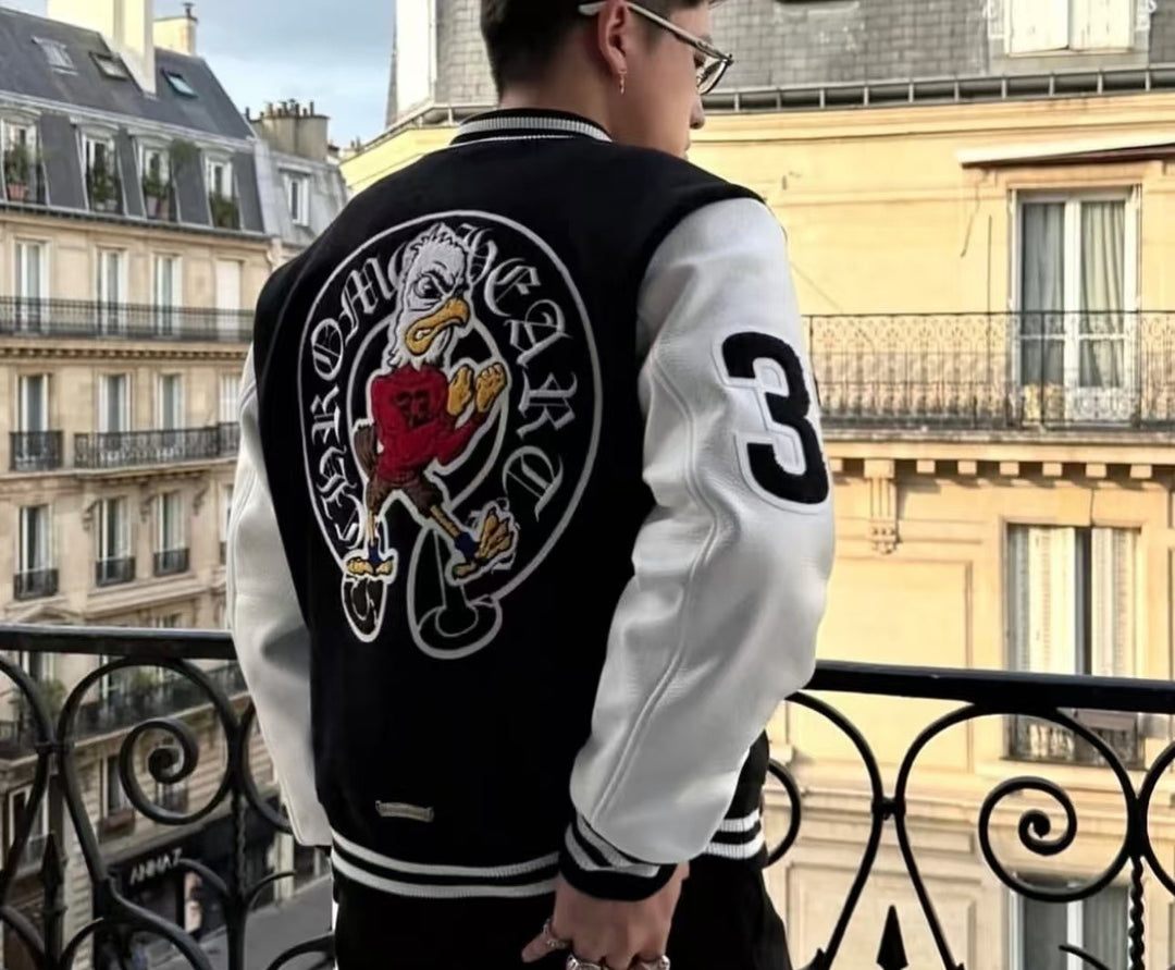 Chrome Hearts Embroidered Cross Baseball Jacket