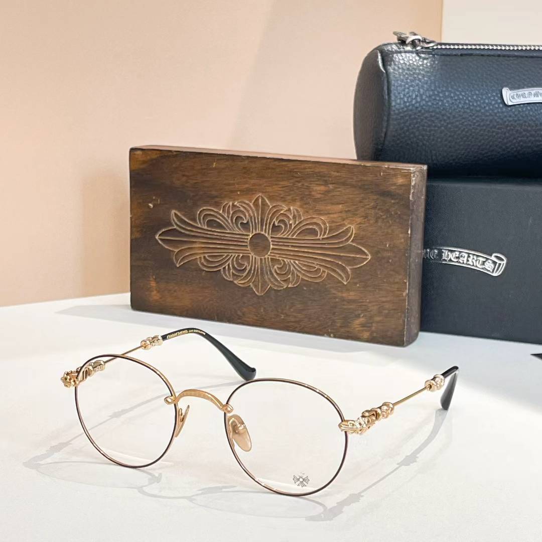 Chrome Hearts engraved round eyeglasses