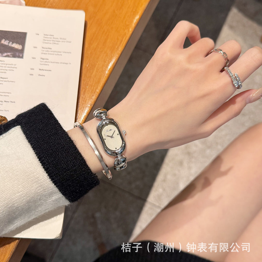 Steel Strap Oval Bracelet Watch