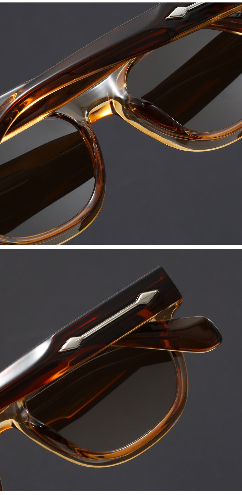 Small square propionate pin inserted sunglasses