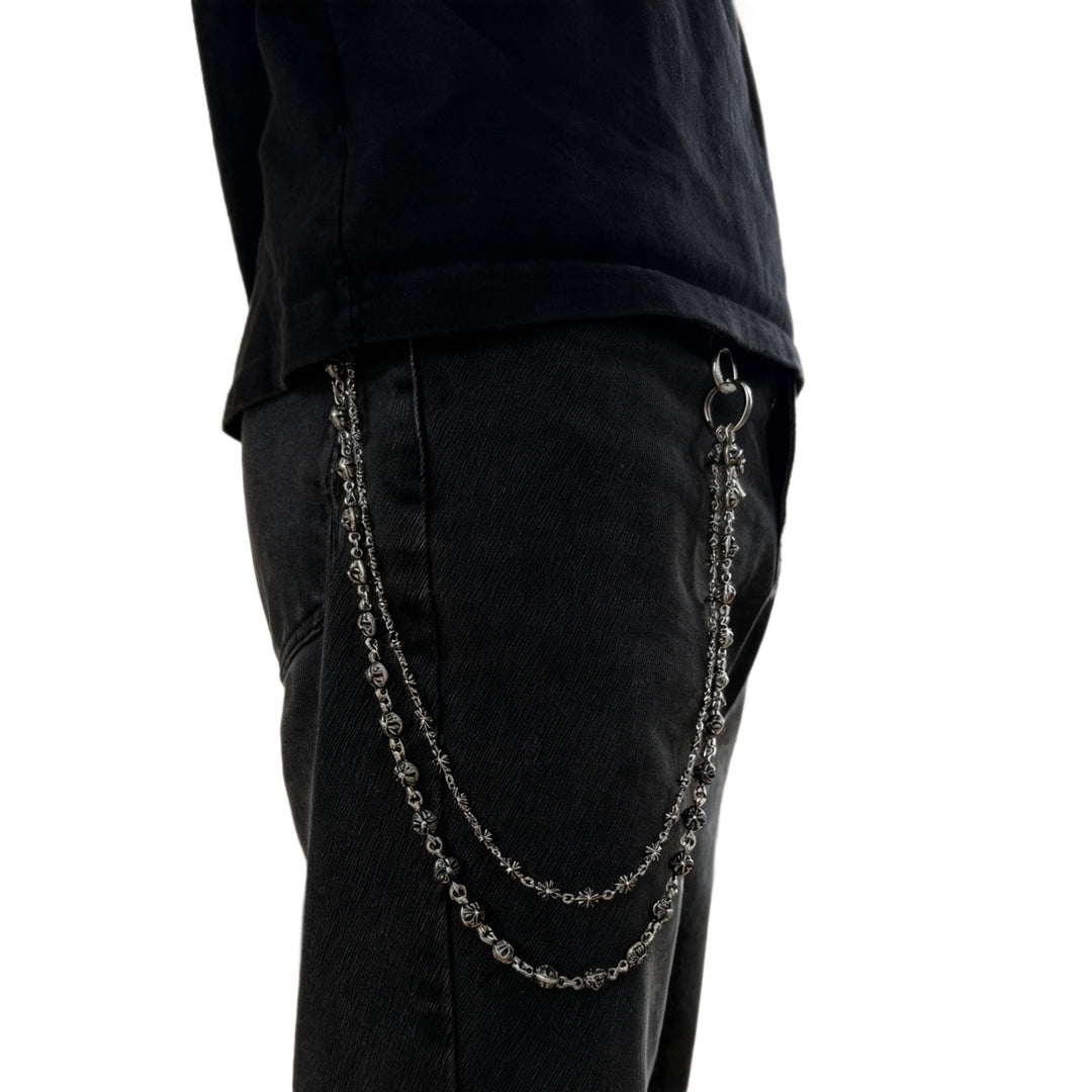 Chrome Hearts double lobster buckle double cross chain pants chain