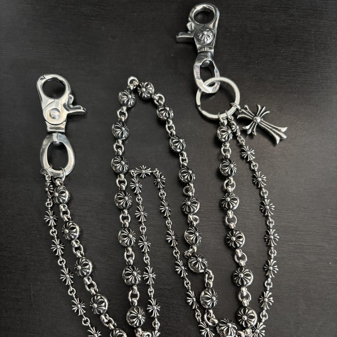 Chrome Hearts double lobster buckle double cross chain pants chain