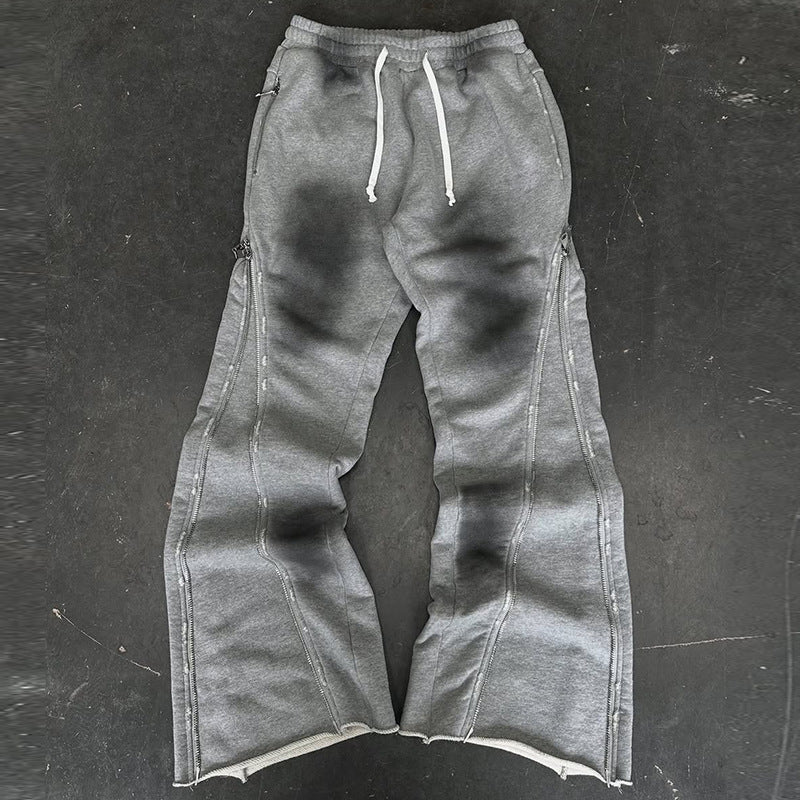 Heavy-duty Knitted Zipper Street Style Trousers