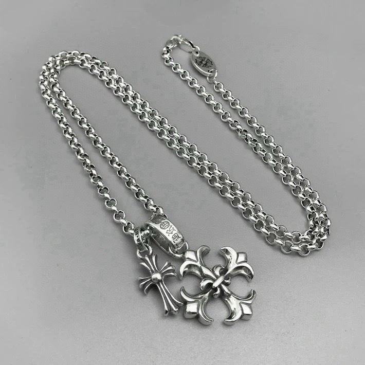 Chrome Hearts Double Cross Pearl Chain