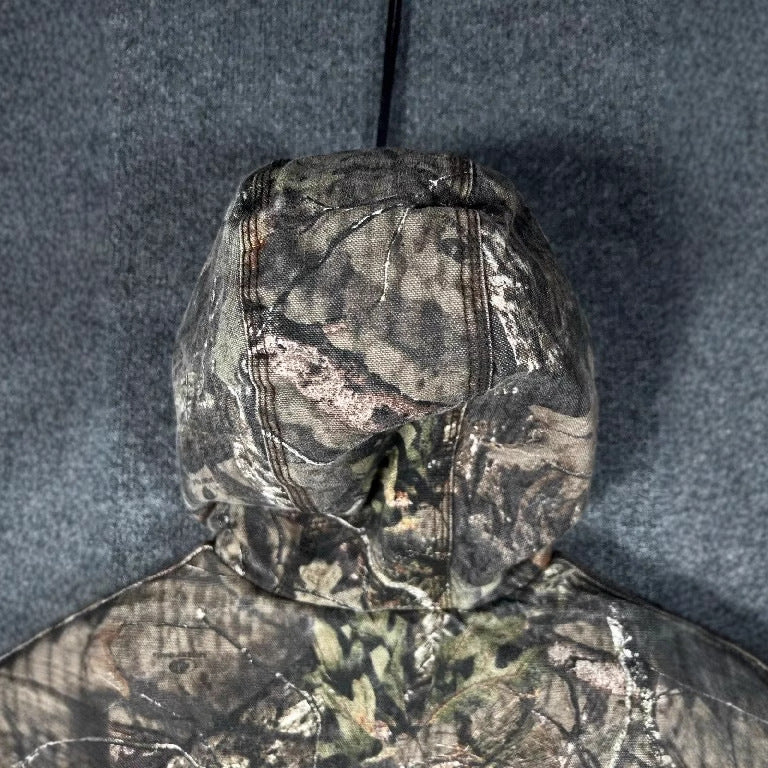 Leaf Print Zip-Up Hooded Sweatshirt