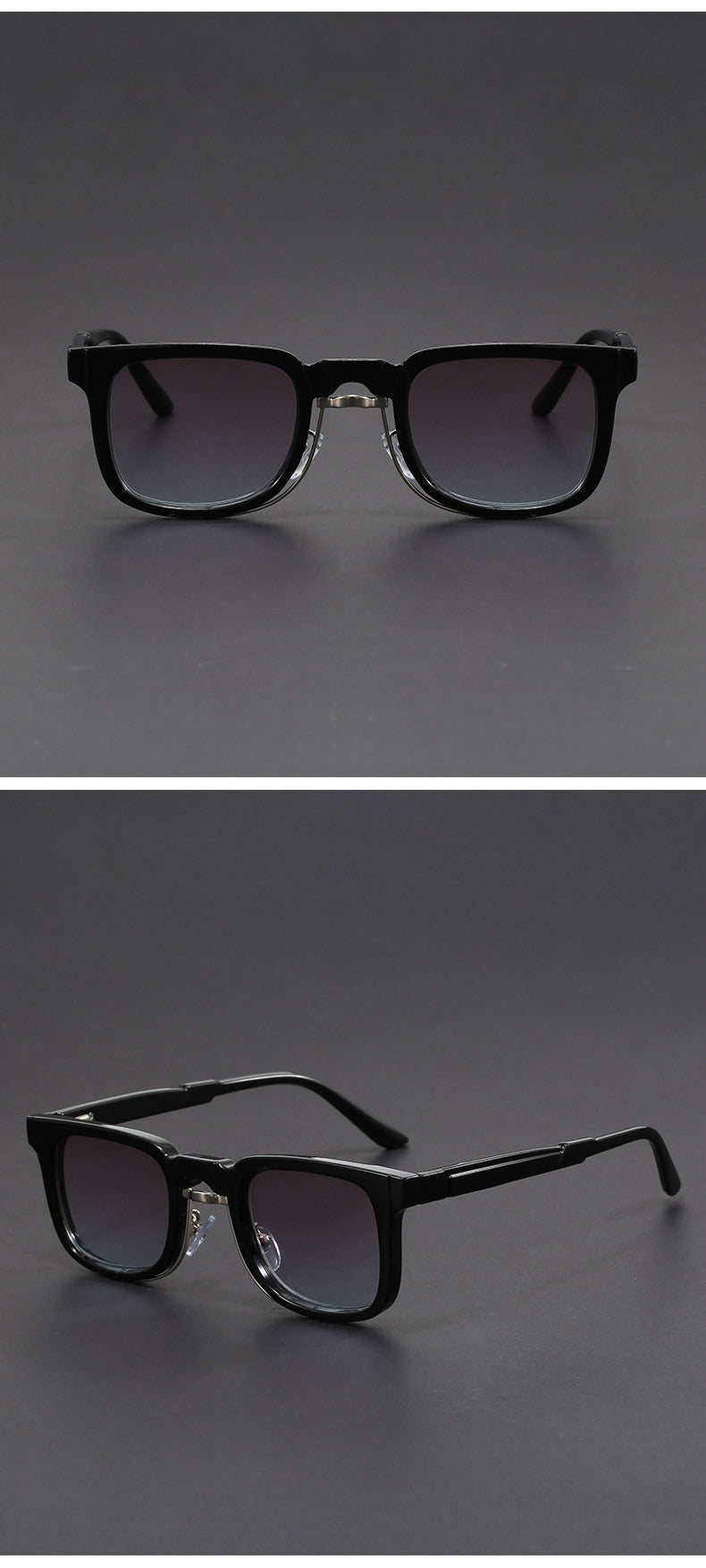 Retro European and American Square Sunglasses with Spring Temples