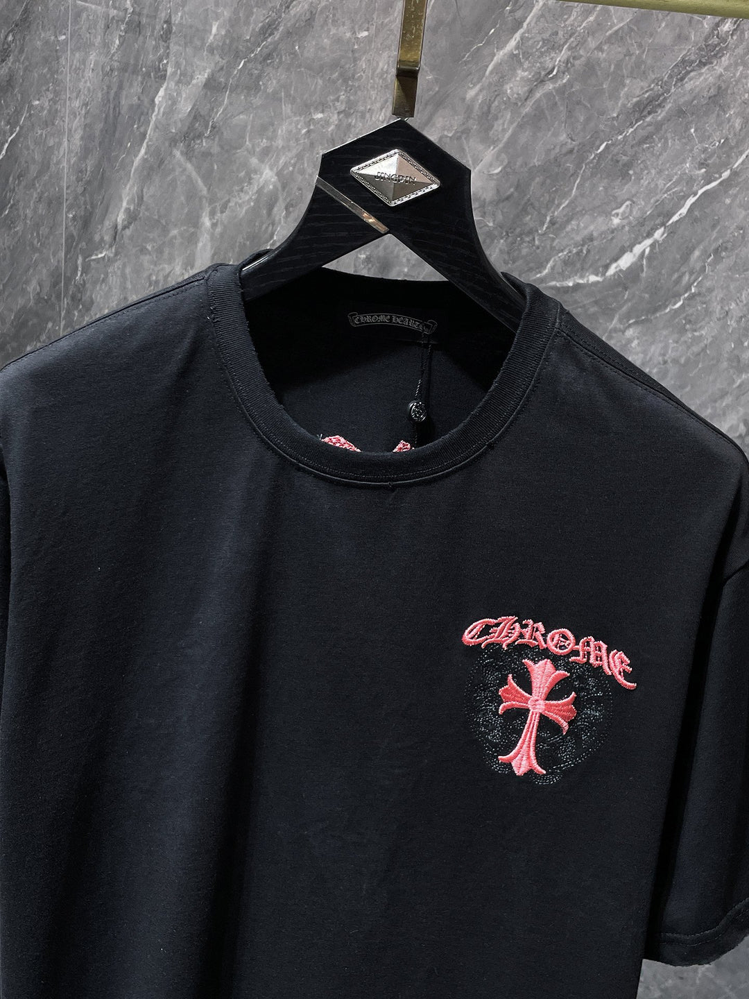 Chrome Hearts Cross & Horseshoe Double-Layer Embroidered T-Shirt