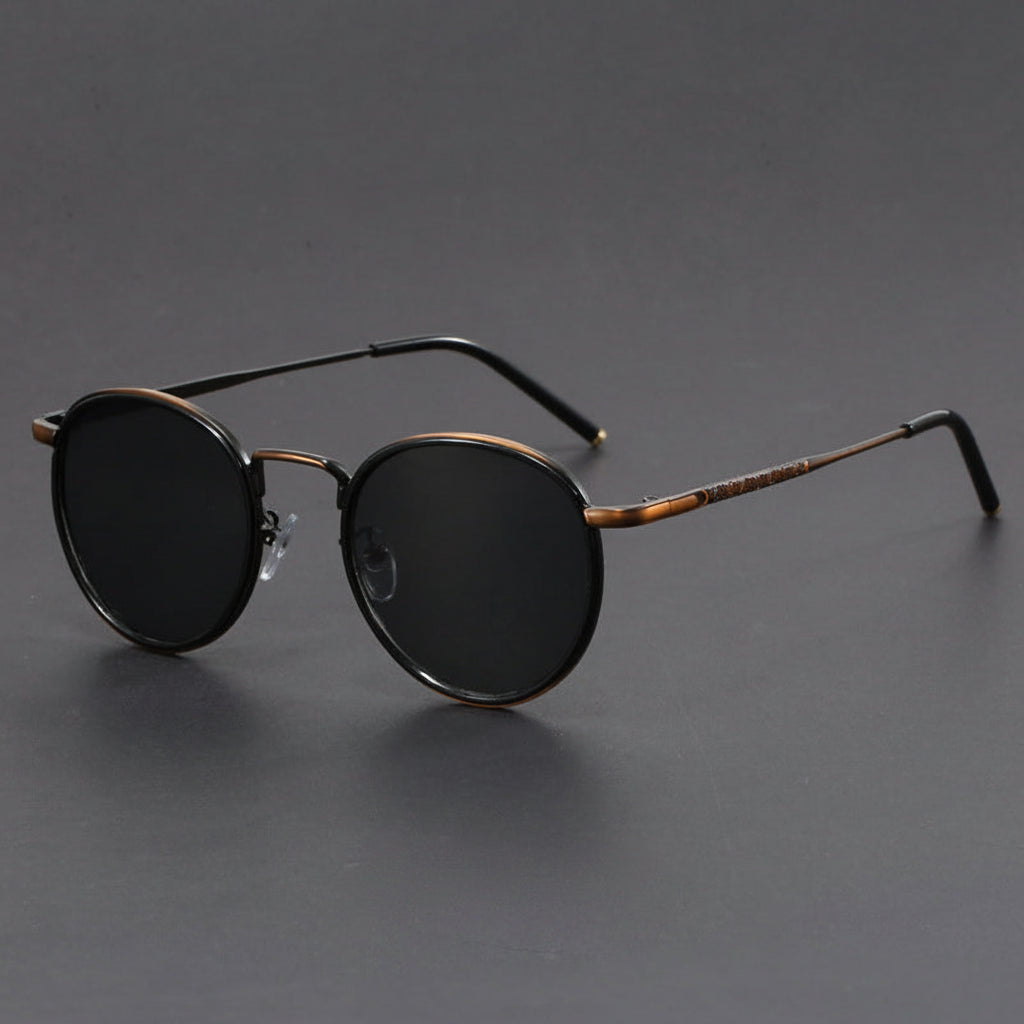 Retro small round frame Hong Kong style sunglasses