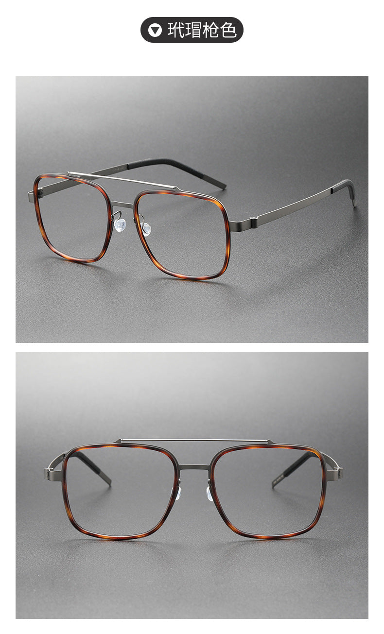 Double-bridge large square screwless welded eyeglass frame