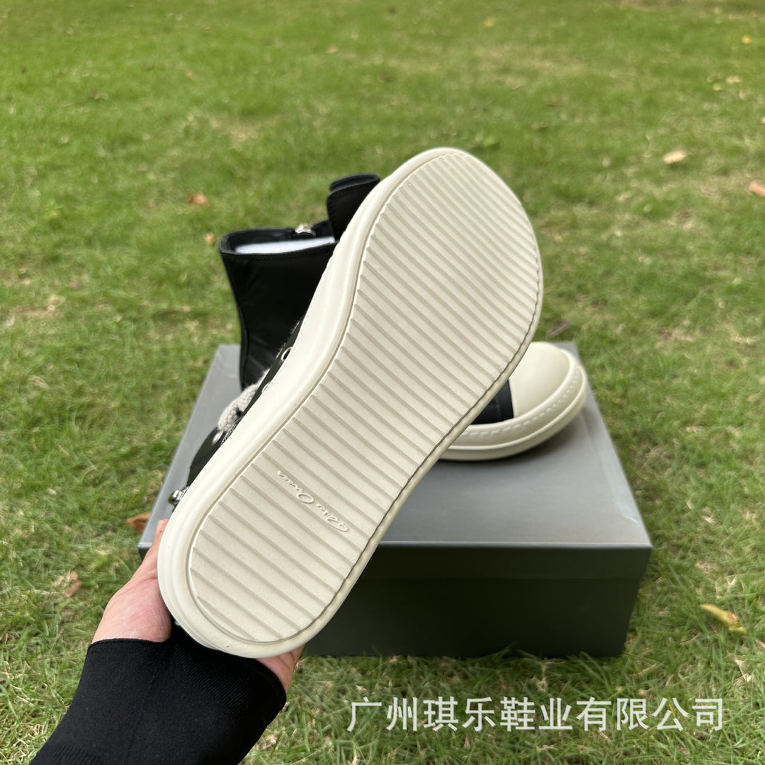 Genuine Leather High-Top Skate Shoes with Wide Laces