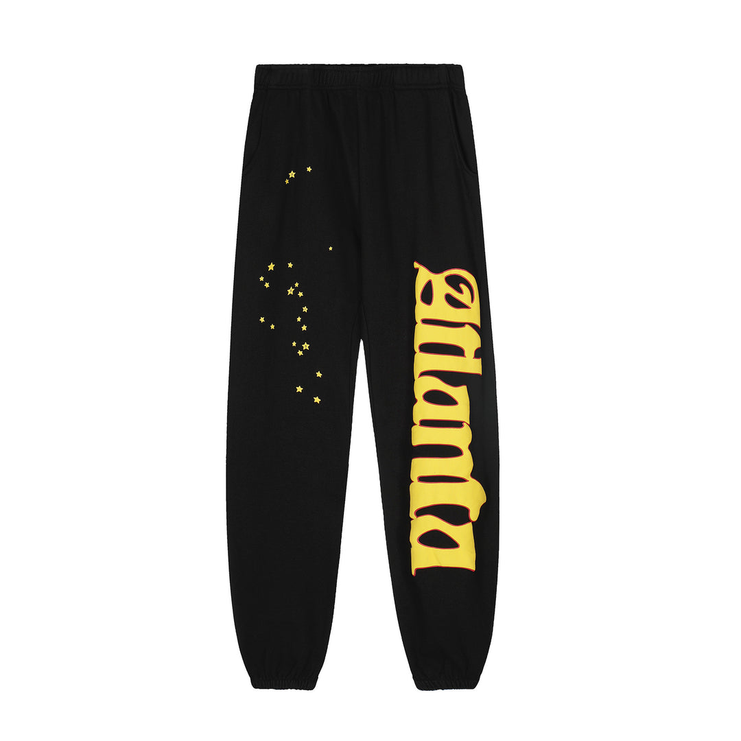 Sp5der 555555 star pattern hooded trousers and sweatshirt