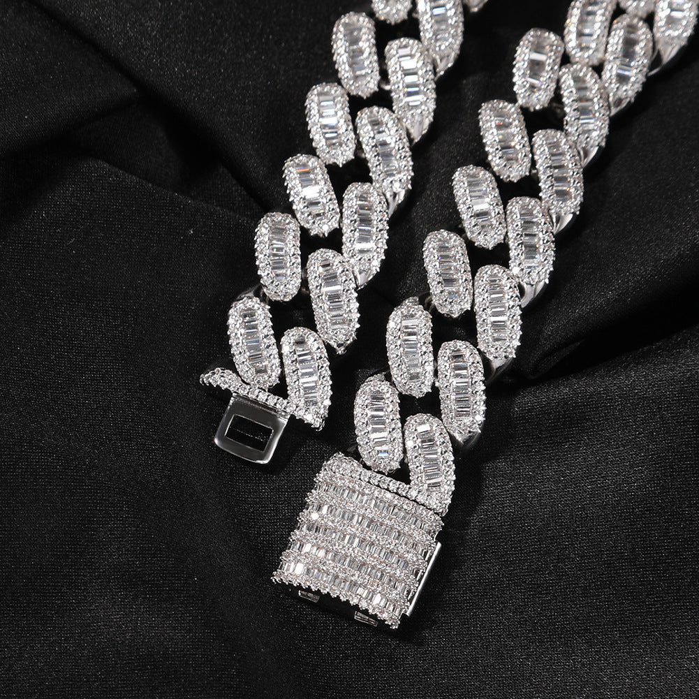 High-end copper with zircon inlay, 15mm Cuban chain
