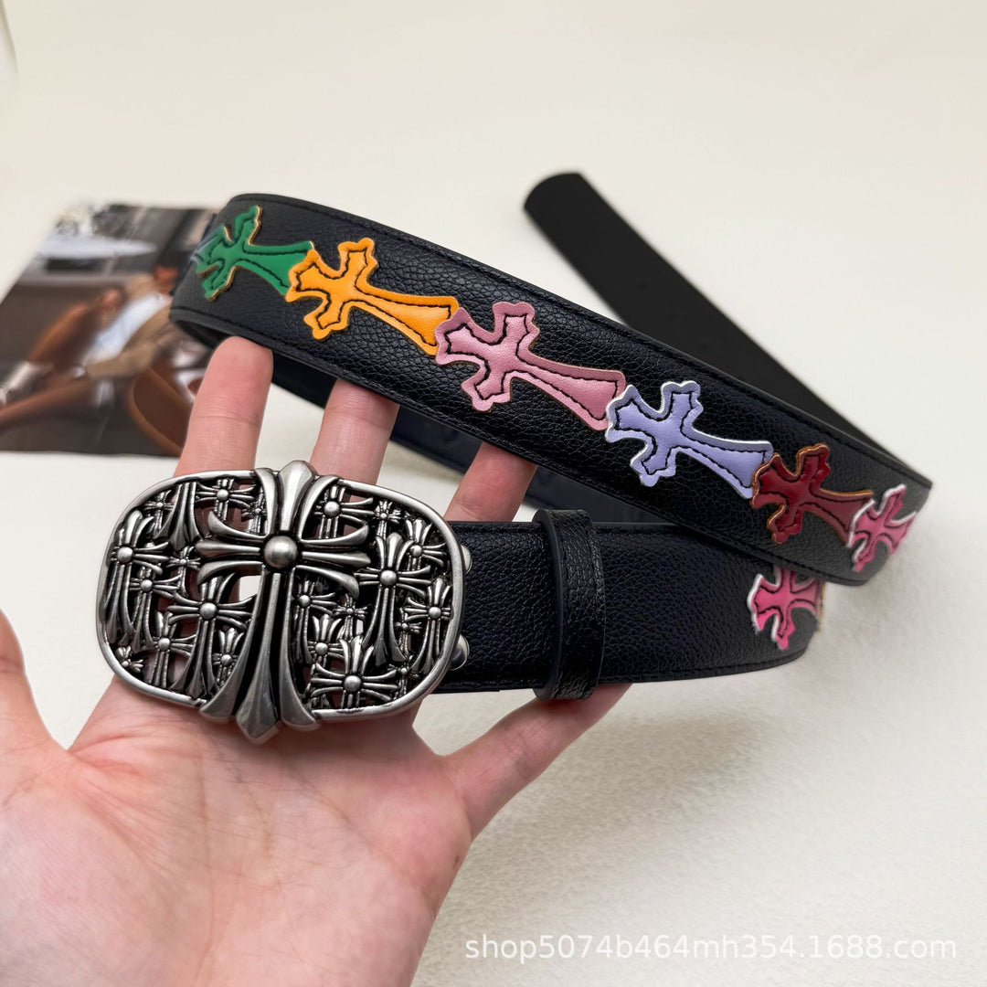 Chrome Hearts Cross-Motif Classic Leather Belt