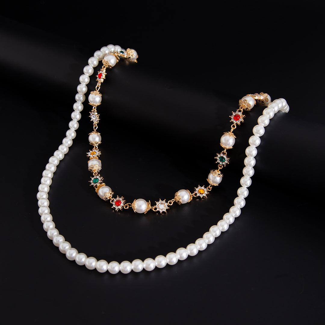 Pearl, Multi-Gemstone, Cross & Floral Pant Chain