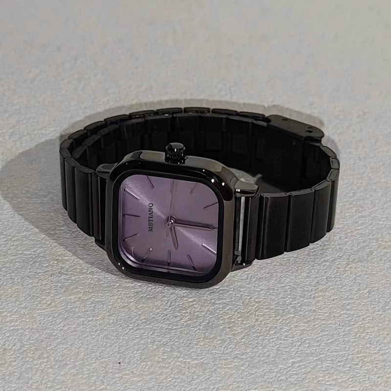 Bamboo-shaped strap artistic square dial women's watch