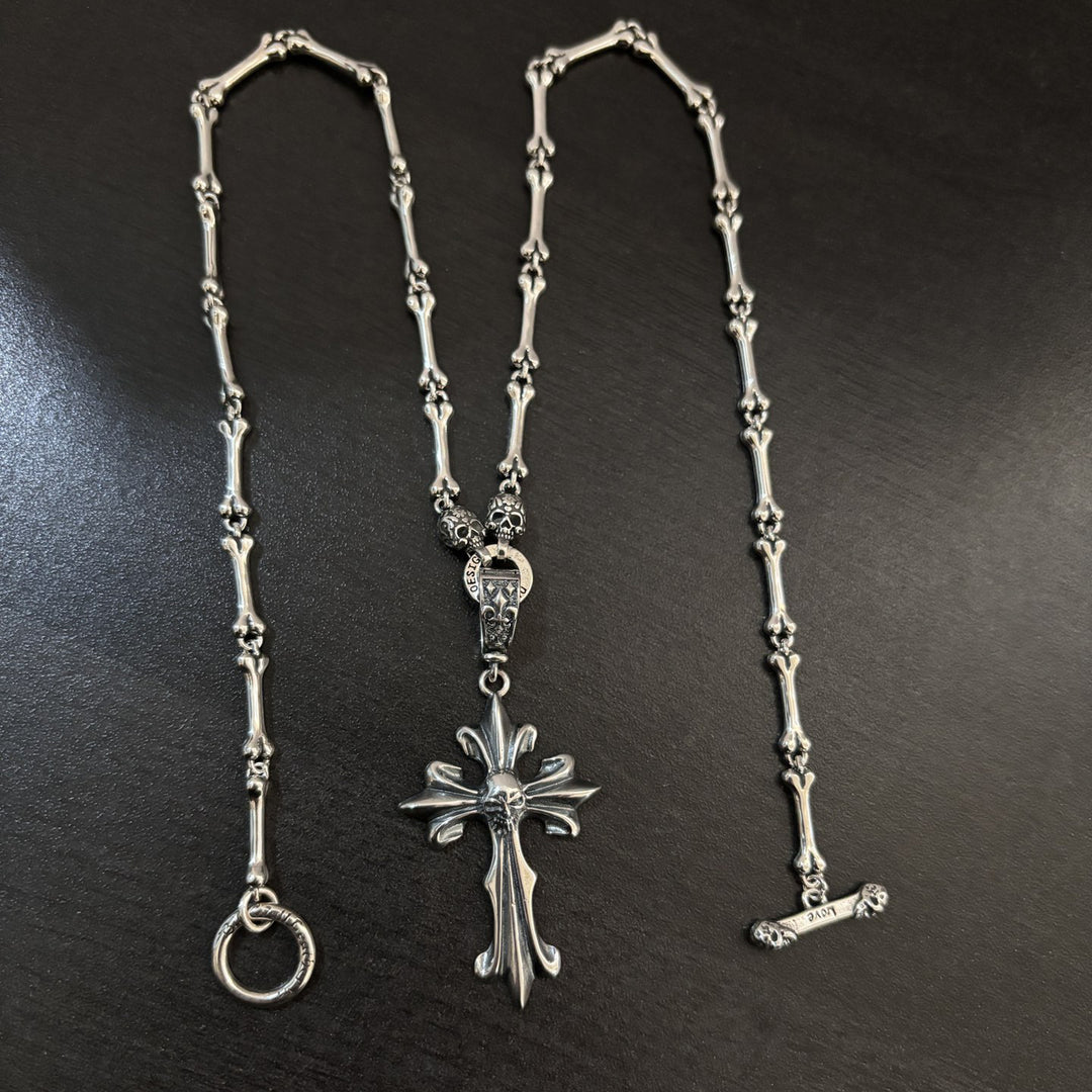 Chrome Hearts Skull and cross bone-inspired OT clasp necklace