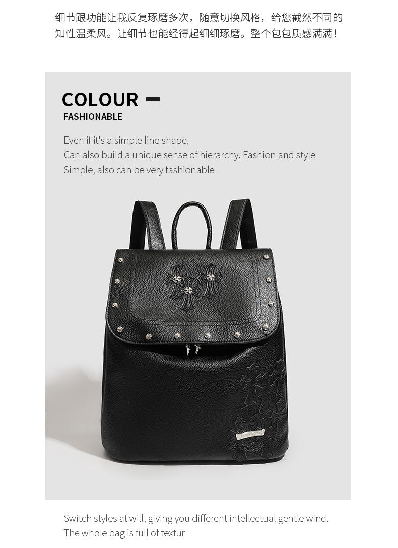 Chrome Hearts Cross Rivet PU Leather Backpack