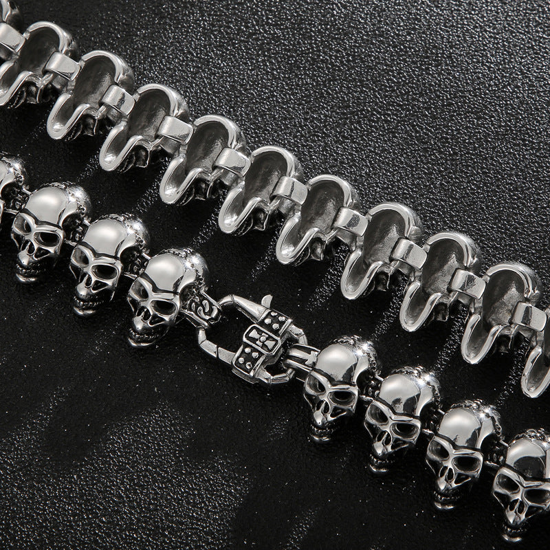 Hip-hop skull men's titanium steel bracelet
