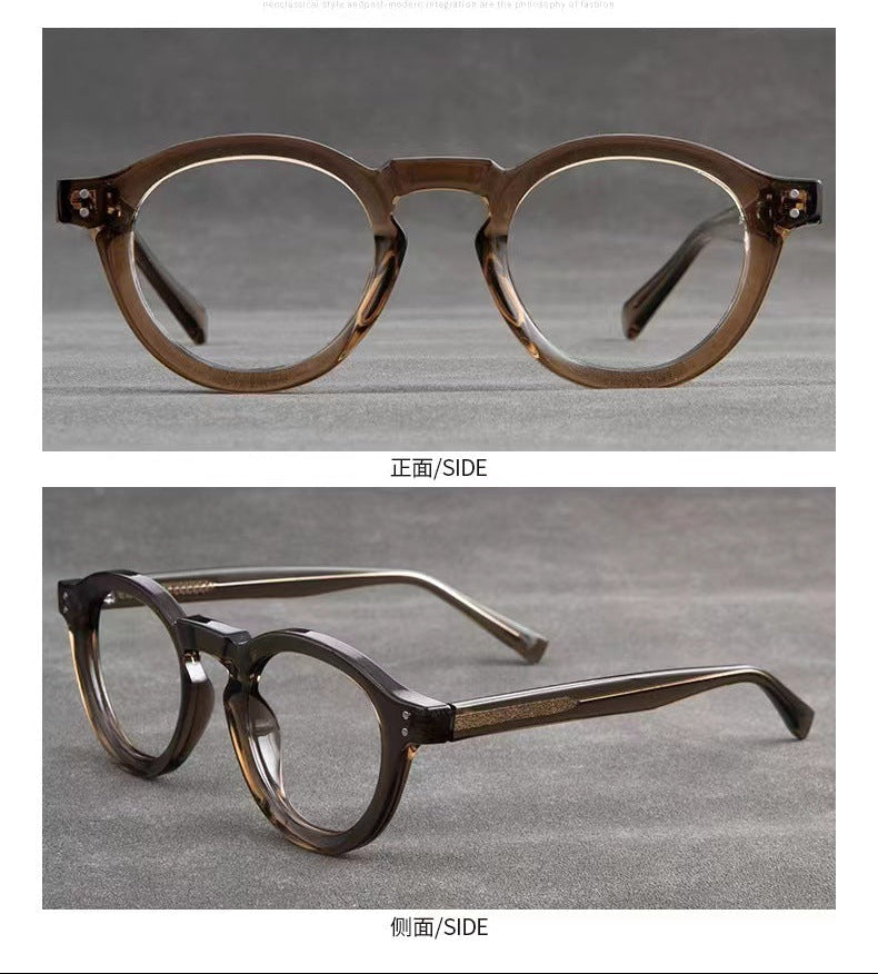 High-end round glasses with studded details
