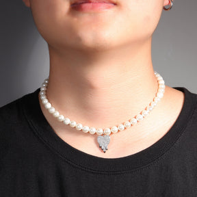 Water Drop Love Pearl Necklace Hip Hop Trend Necklace