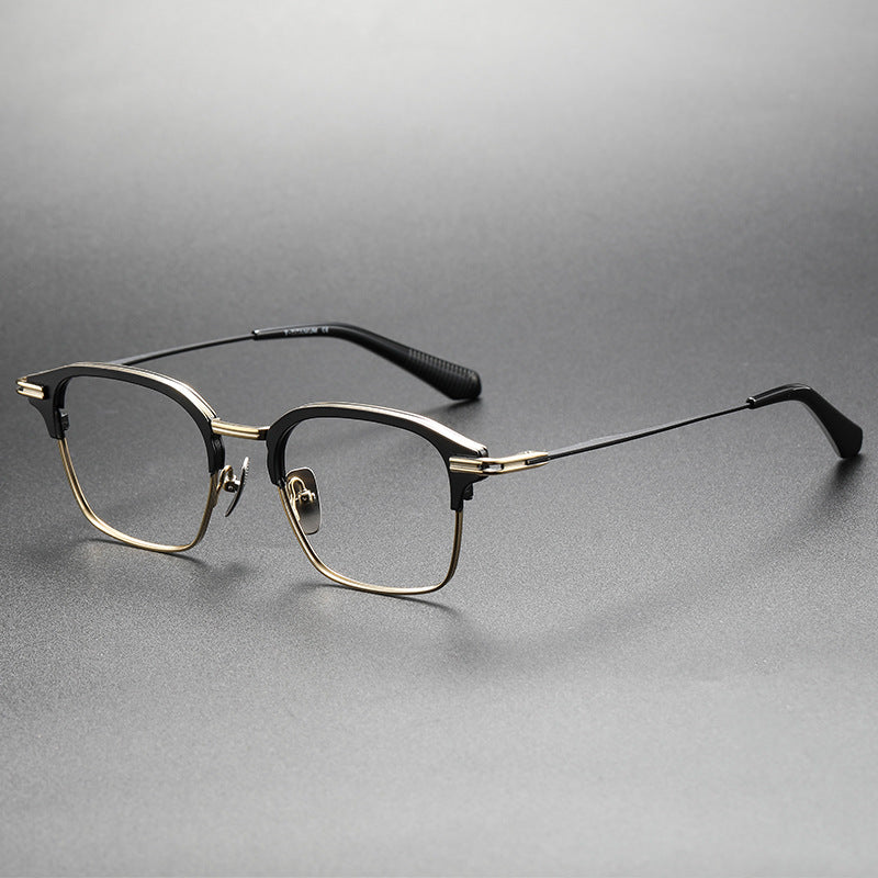 Square-frame business glasses made of pure titanium