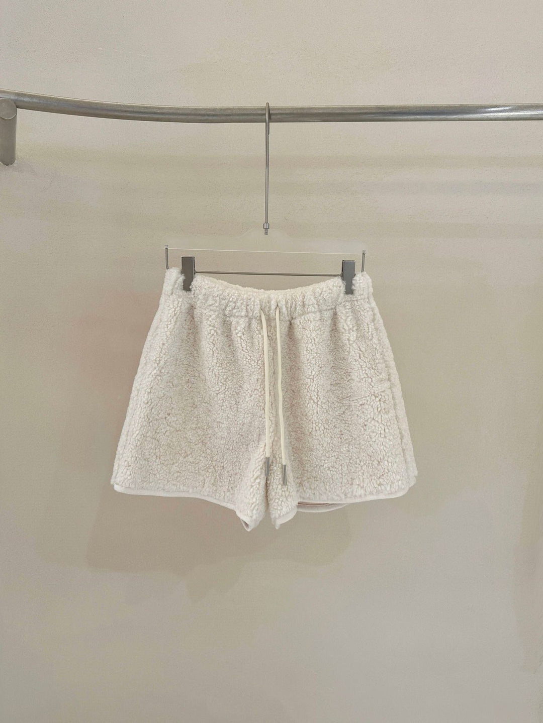 Knitted Cardigan & Color-Block Striped Faux Lambswool Shorts Set