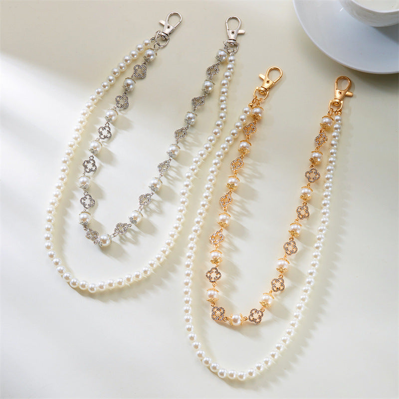 Multi-Color Gemstone, Pearl, and Cross Punk Waist Chain