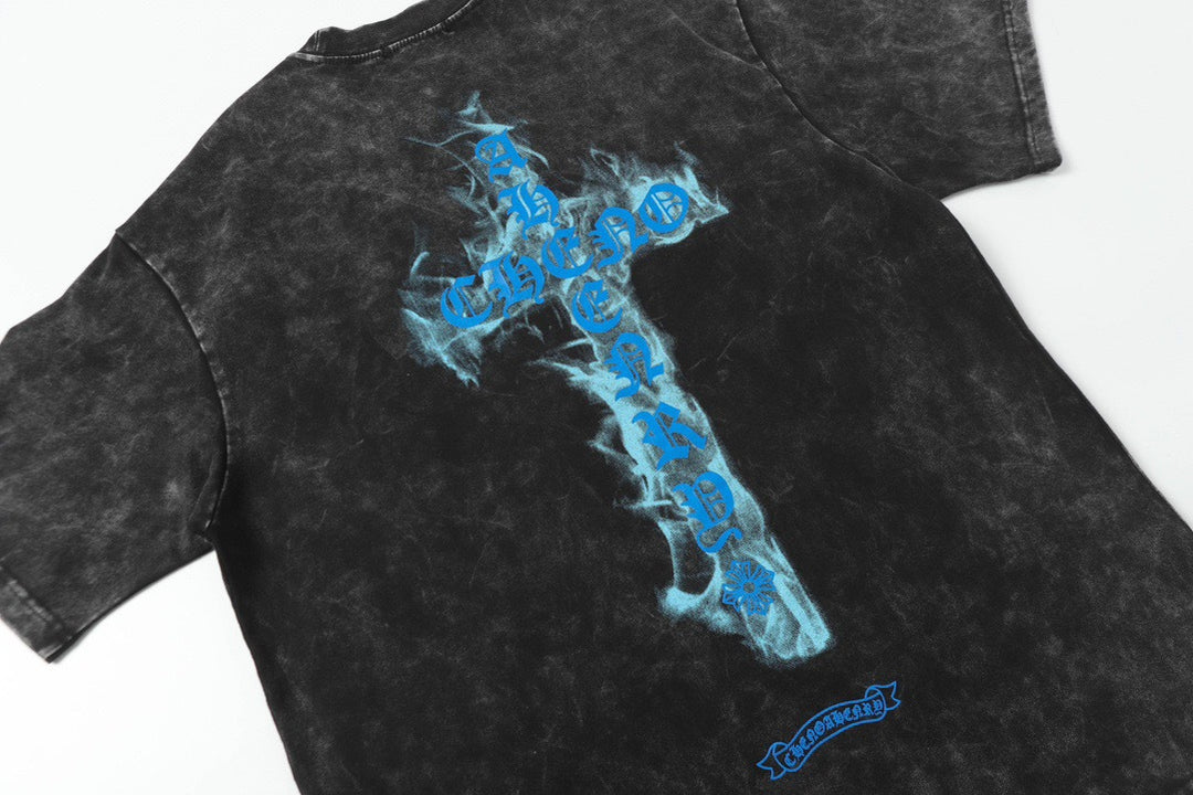 Chrome Hearts Summer Embroidery Print Cotton T-Shirt Short-Sleeve