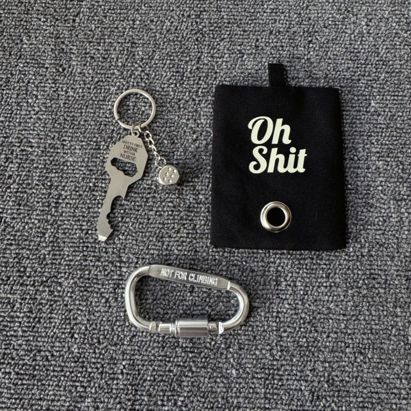 Key Dice Oh Shit Poop Bag Carabiner Keychain
