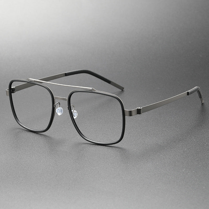 Double-bridge large square screwless welded eyeglass frame